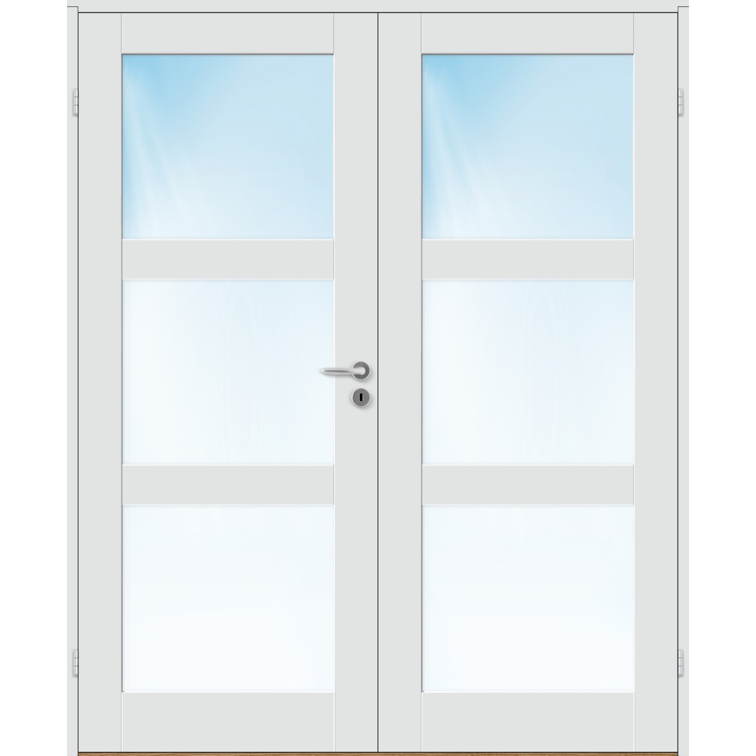 Tofløyet Dør Bygg1 Stil 3 Glass med Karmsett