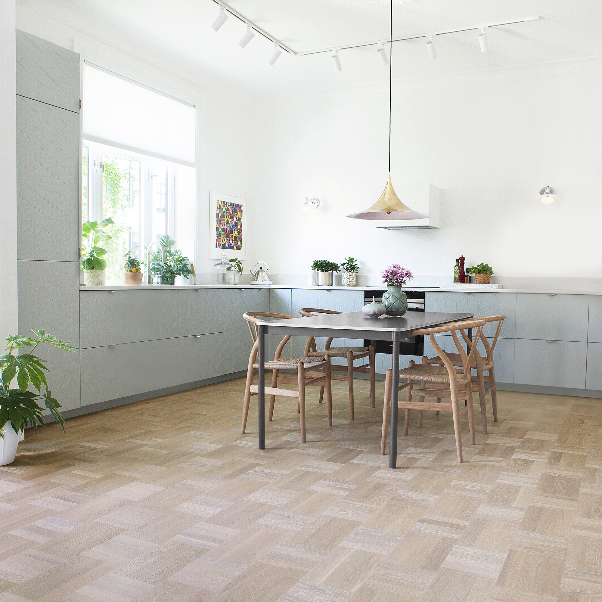 Trägolv Tarkett Noble Ek Scandinavia, Borstat Parkettgolv med Holländskt Mönster