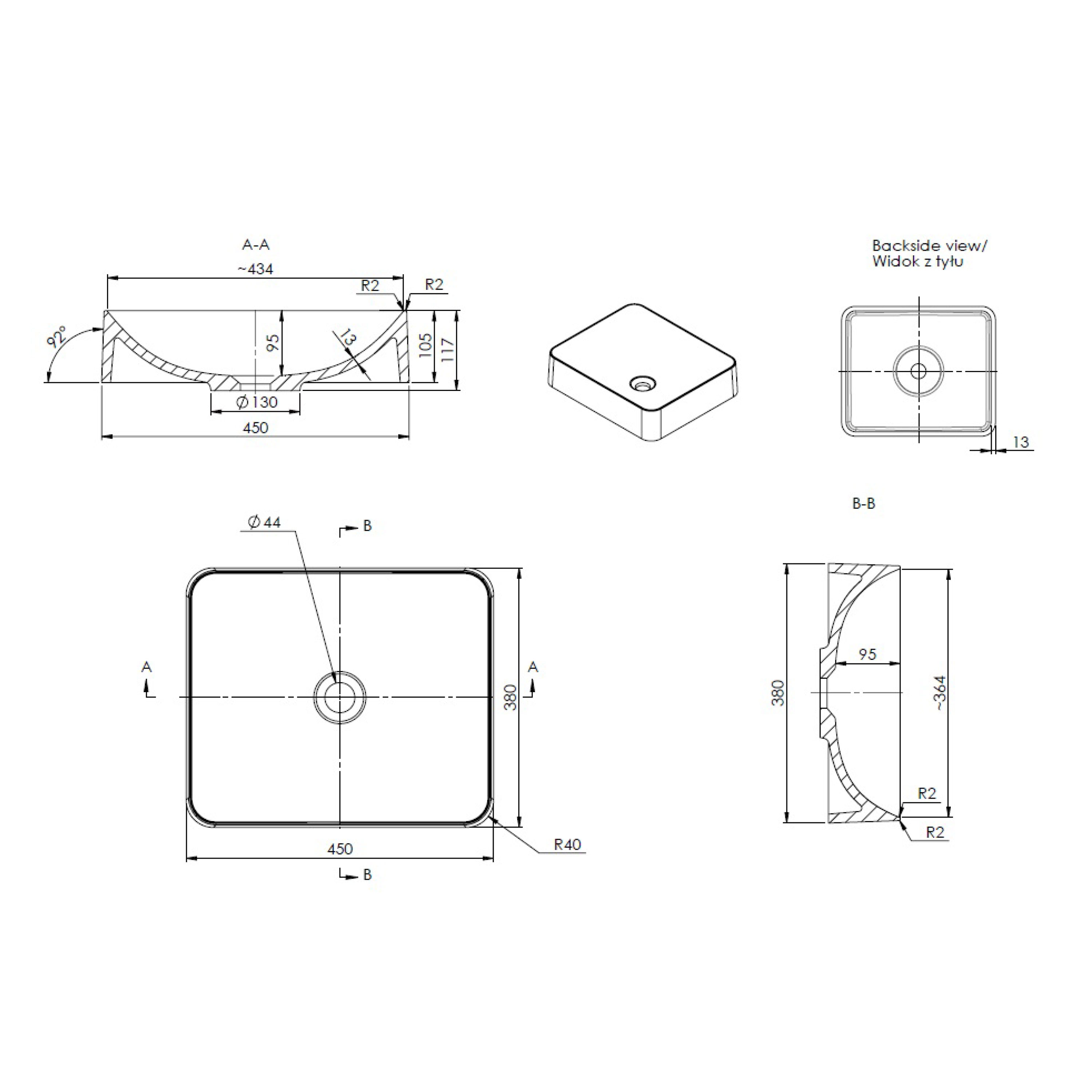 Servant Bathlife Stabil Rektangulær