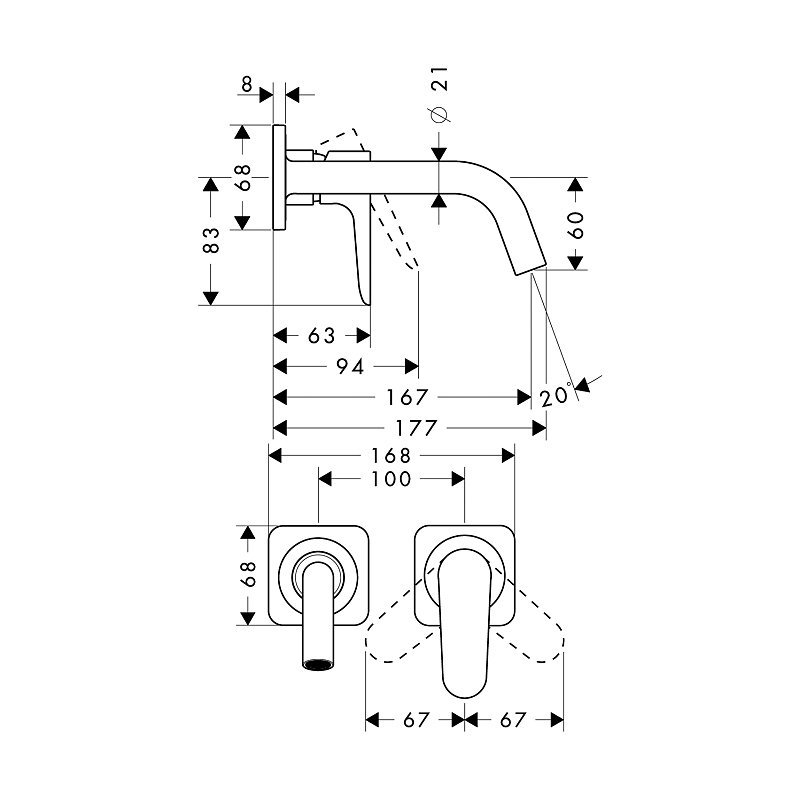 Tvättställsblandare Axor Citterio M för Inbyggnad Utan Platta