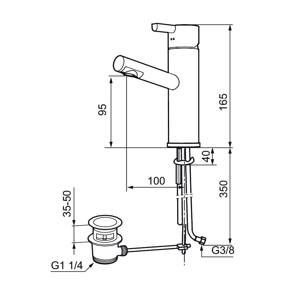 Tvättställsblandare Mora Rexx B5 Krom/Svart