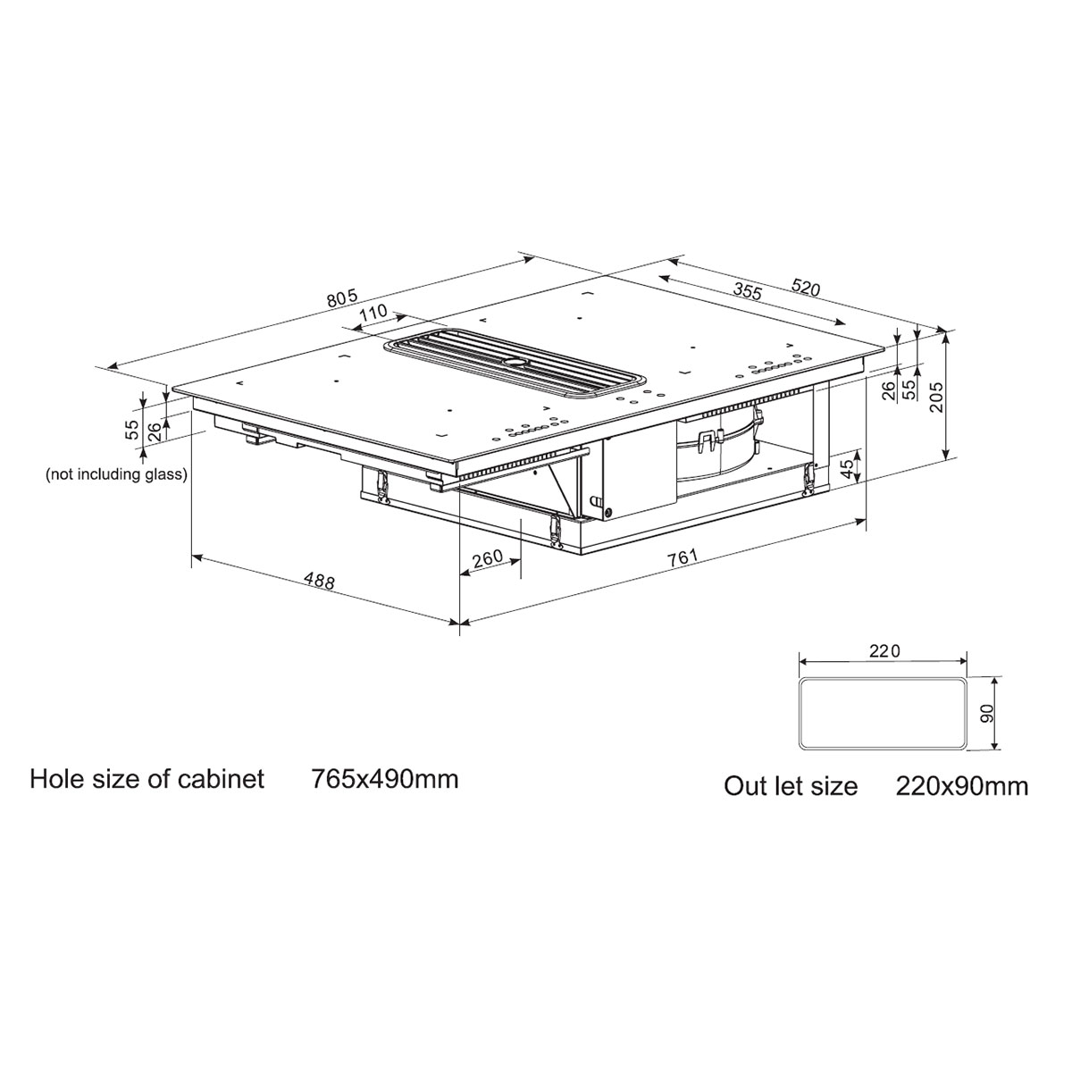 Induksjonstopp med kjøkkenvifte Thermex Typhoon II Flex Zone