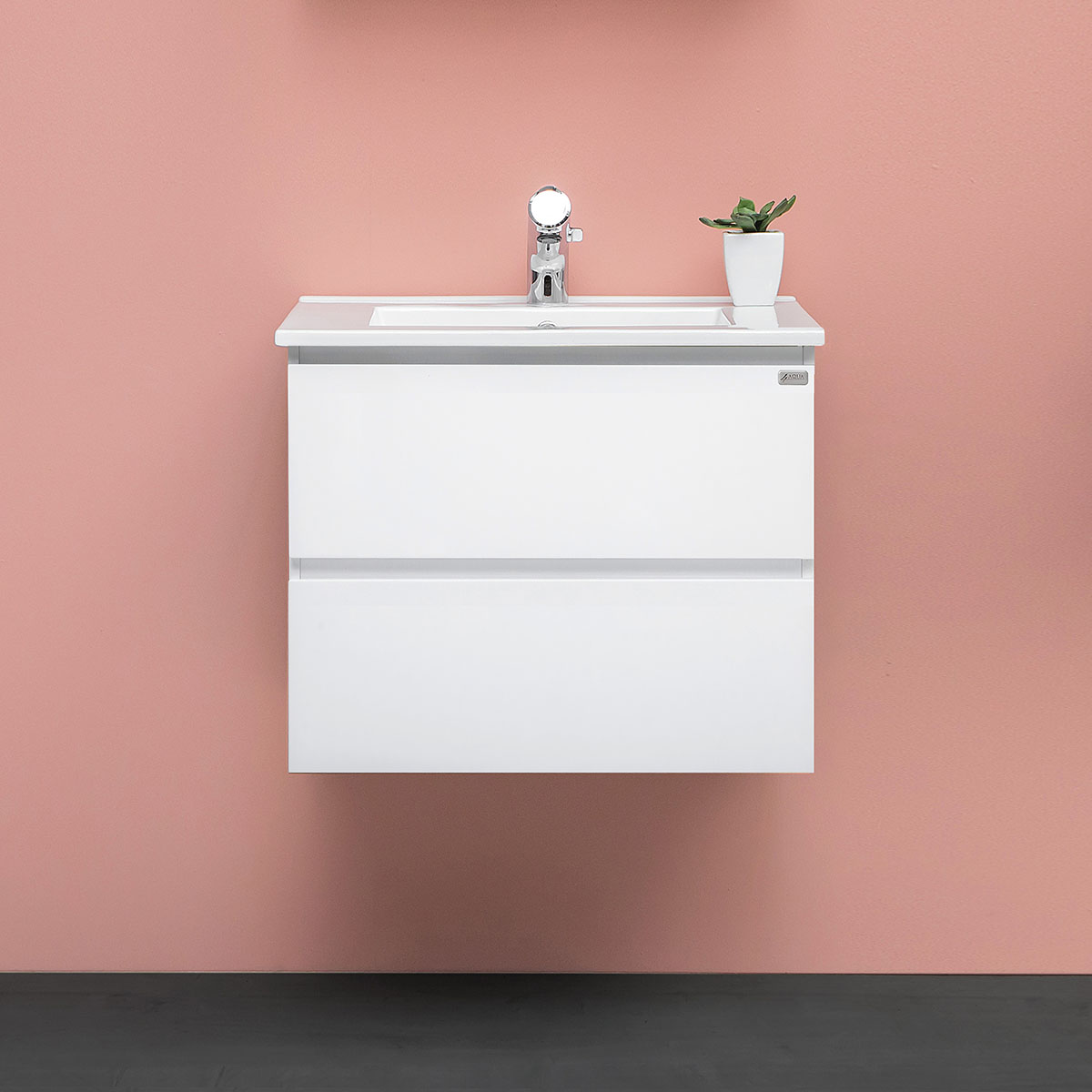 tvättställsskåp 4aqua slim med 2 lådor & grepplist