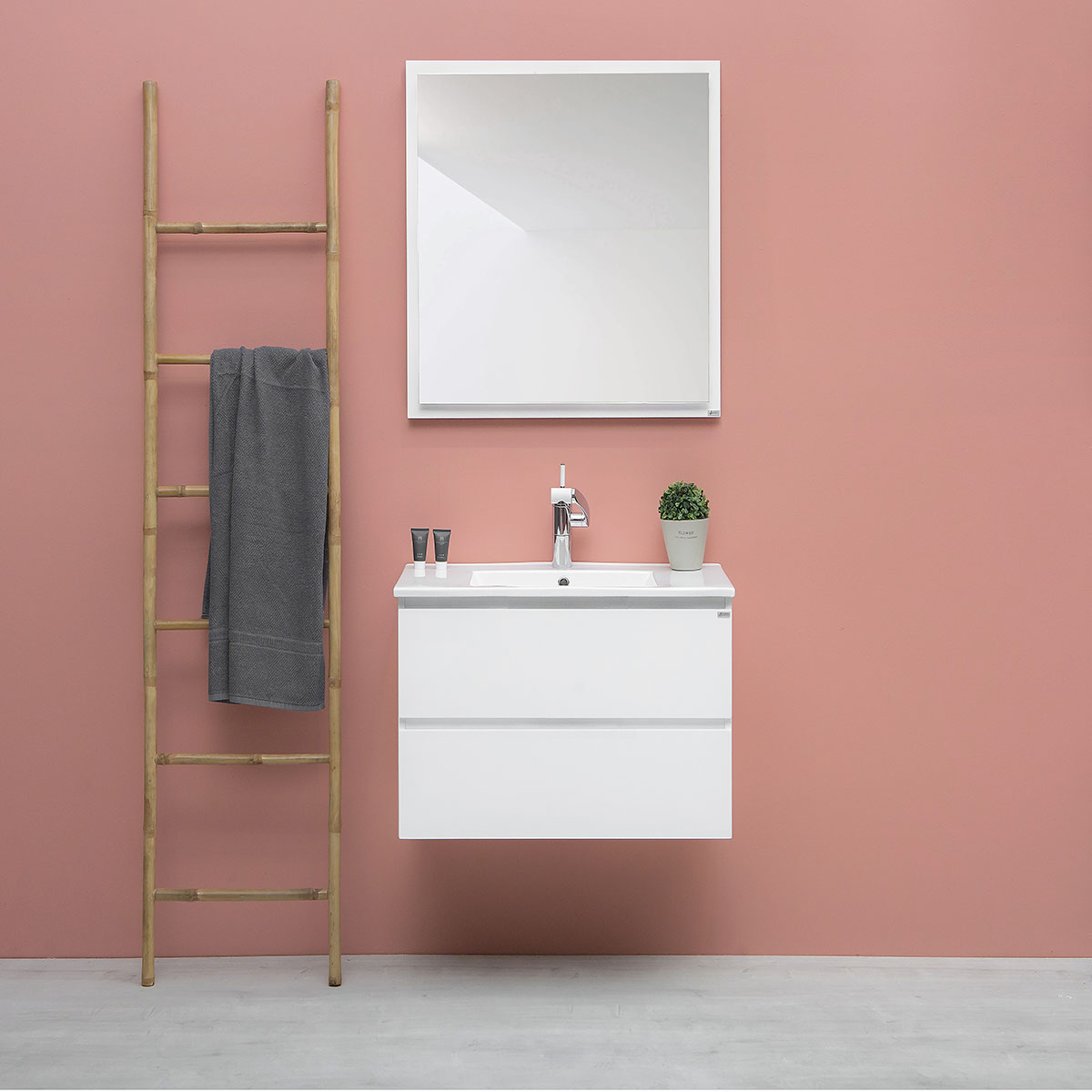 tvättställsskåp 4aqua slim med 2 lådor & grepplist