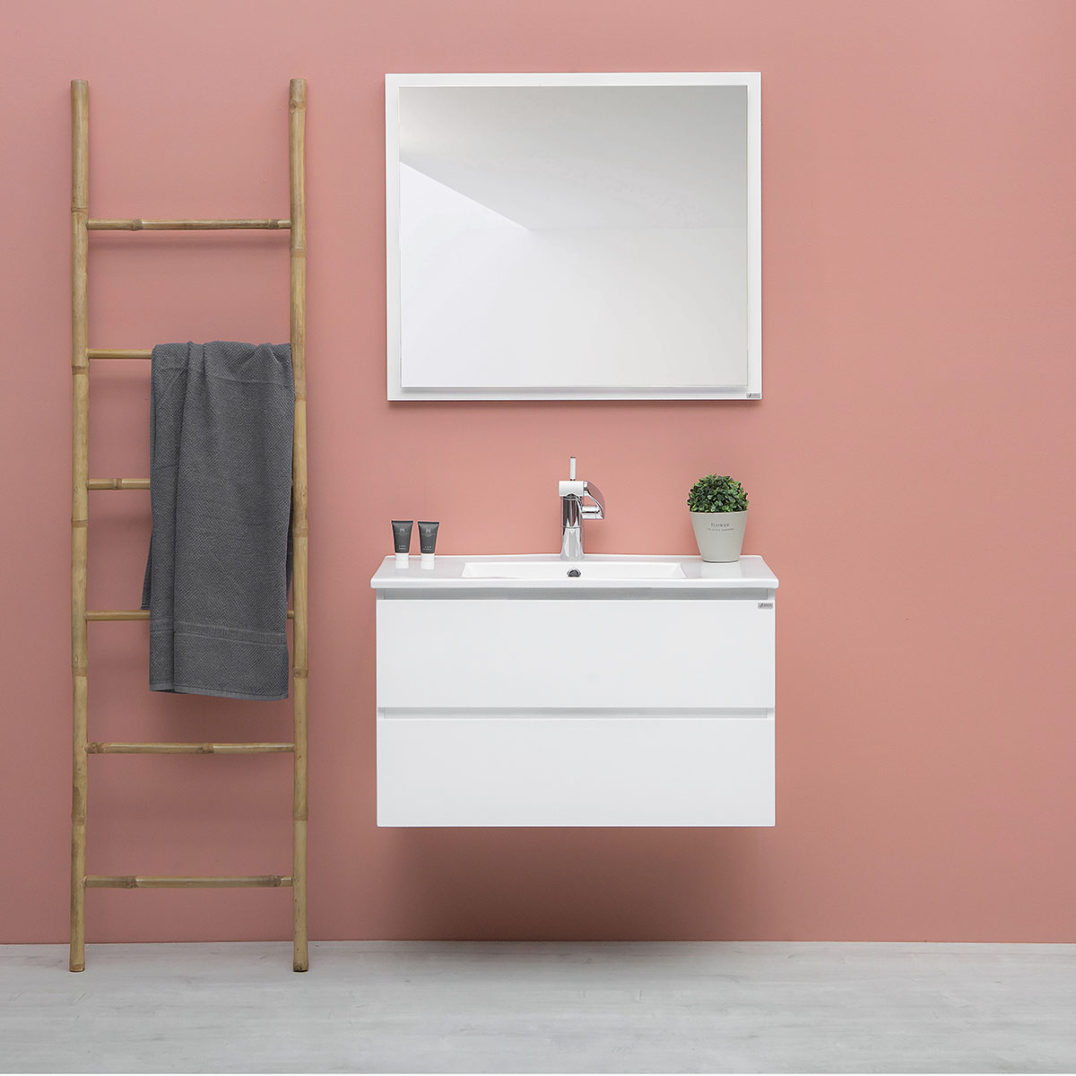 Tvättställsskåp 4AQUA Slim Med 2 Lådor & Grepplist