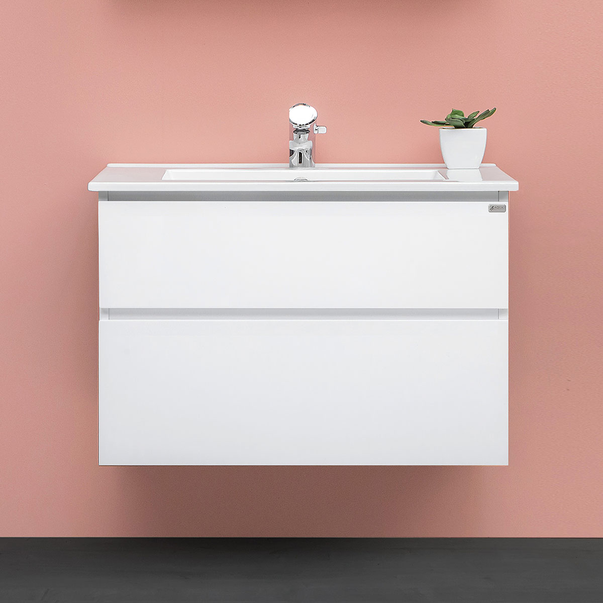 tvättställsskåp 4aqua slim med 2 lådor & grepplist