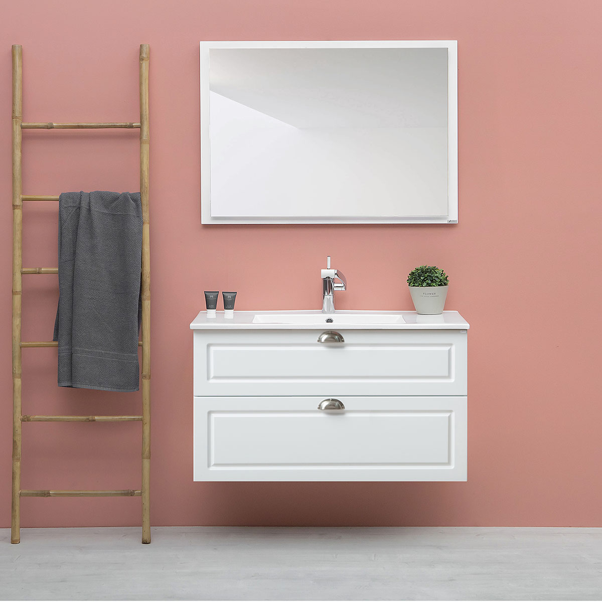 Tvättställsskåp 4AQUA Slim H Med 2 Lådor & Infräst Ram