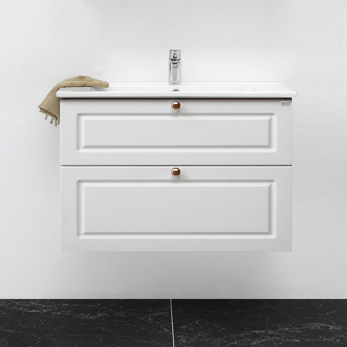 tvättställsskåp 4aqua slim h med 2 lådor & infräst ram