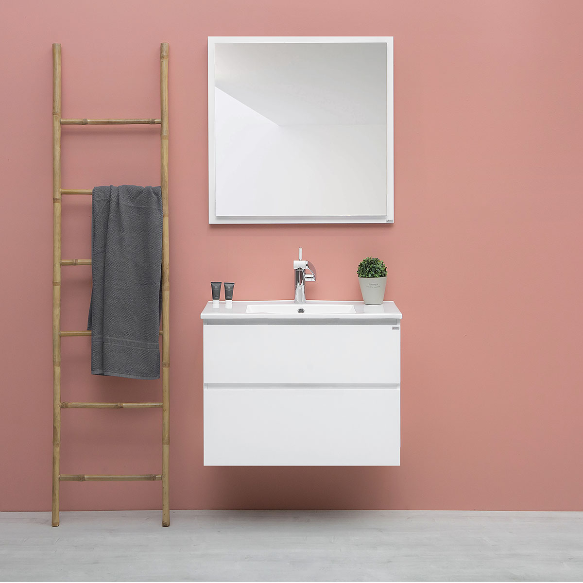 Tvättställsskåp 4AQUA Slim H Med 2 Lådor & Grepplist