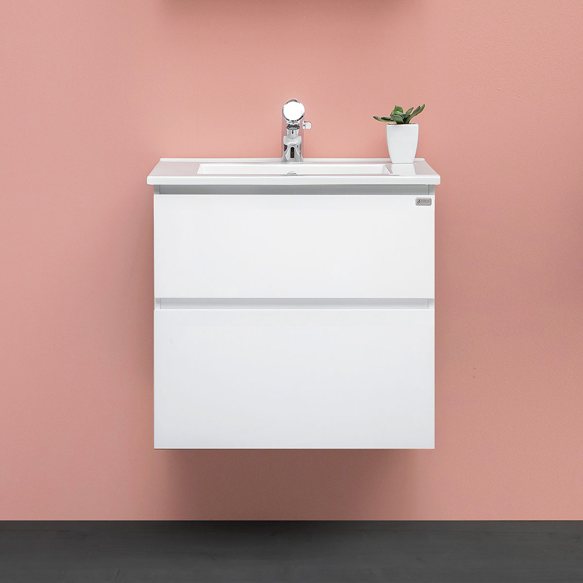 tvättställsskåp 4aqua slim h med 2 lådor & grepplist