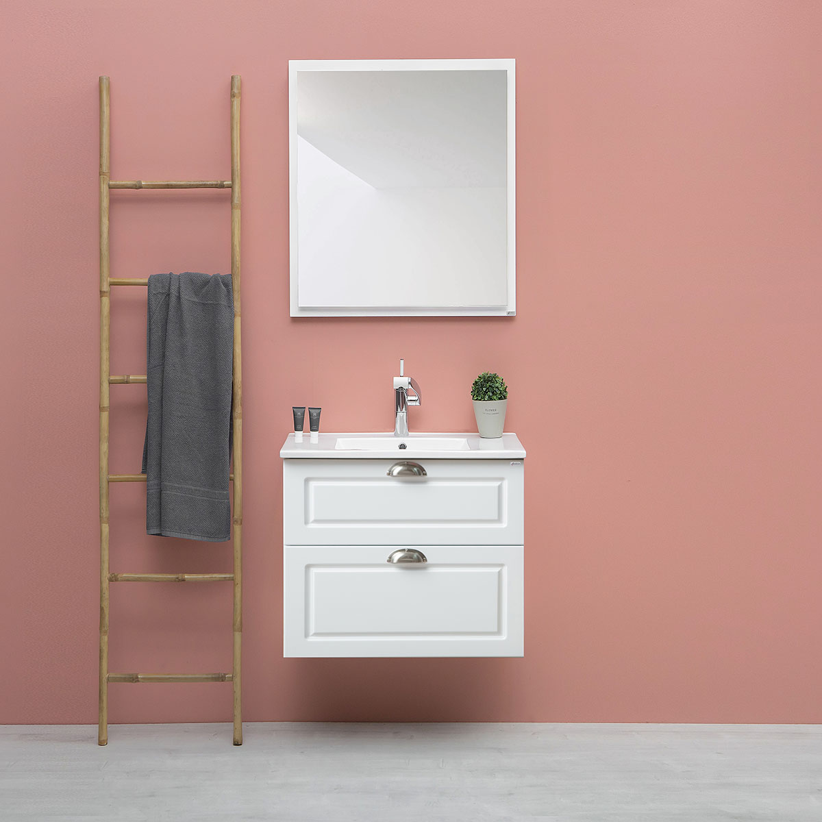 Tvättställsskåp 4AQUA Slim H Med 2 Lådor & Infräst Ram