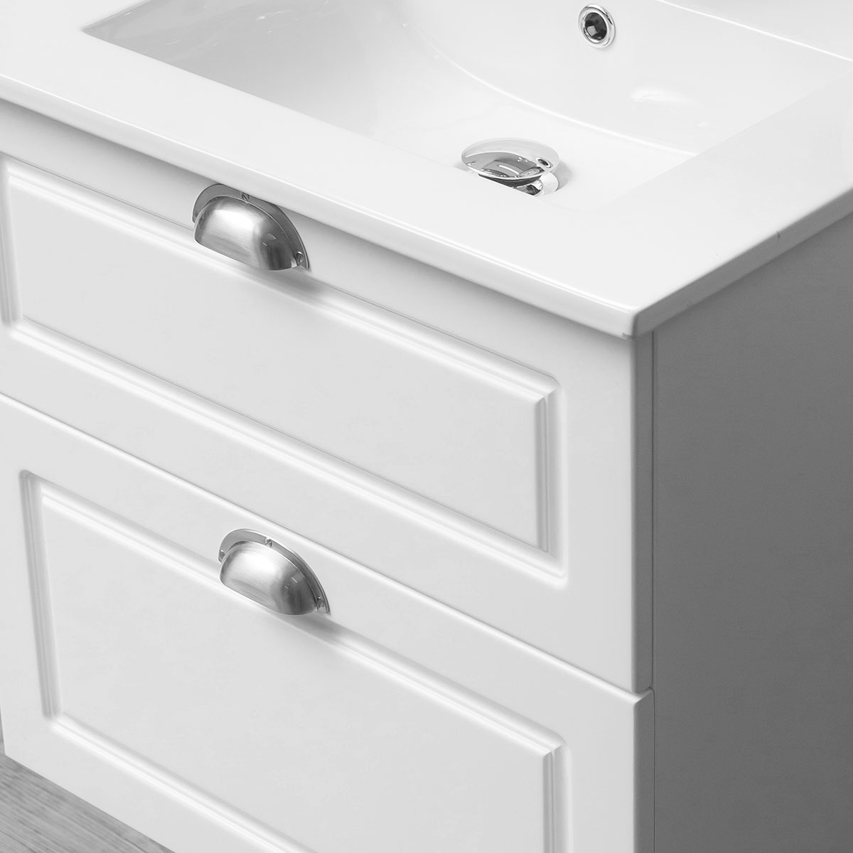 Tvättställsskåp 4AQUA Slim H Med 2 Lådor & Infräst Ram