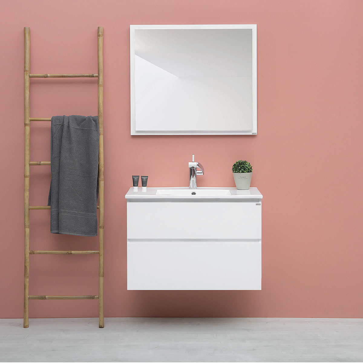 Tvättställsskåp 4AQUA Slim H Med 2 Lådor & Grepplist