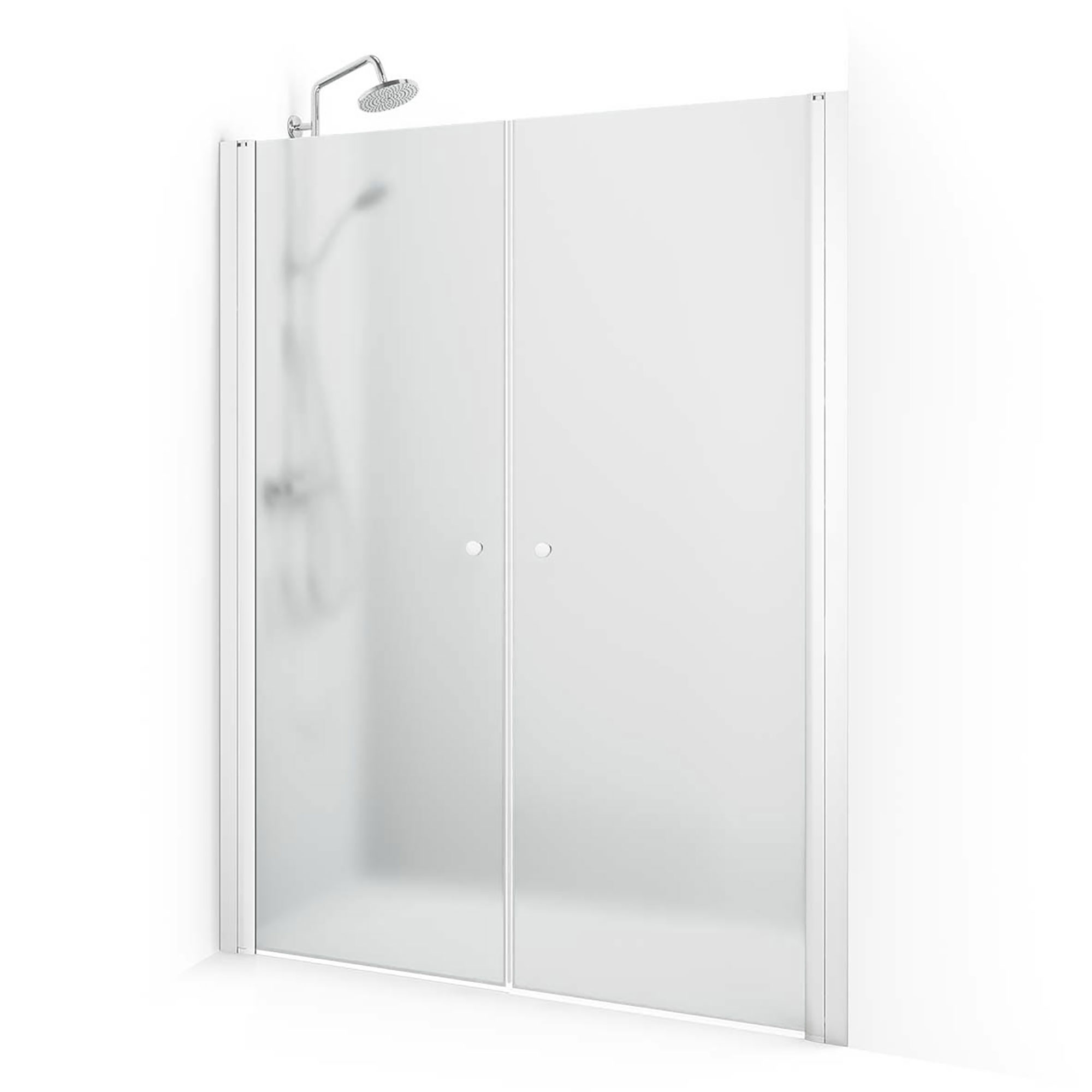 Duschdörr Macro Design Spirit Saloon 1335-1370x1970 mm, Vit, Frostat glas med Hålgrepp