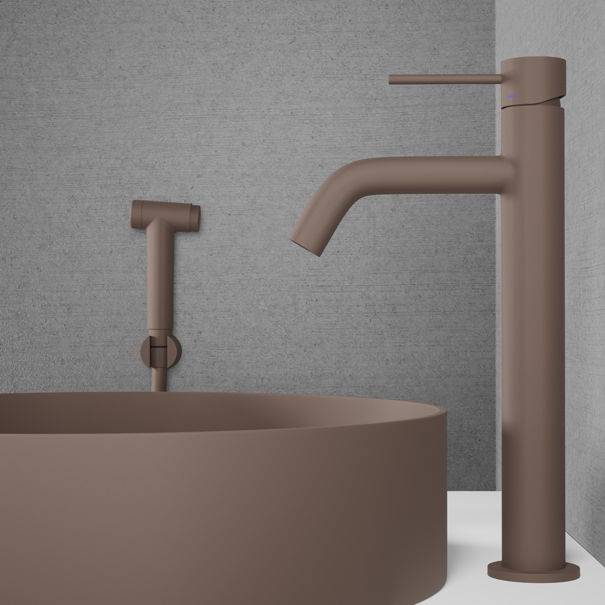 tvättställsblandare scandtap steel voyage high med sidodusch