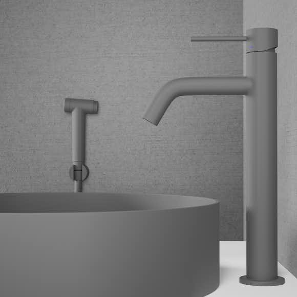 tvättställsblandare scandtap steel voyage high med sidodusch