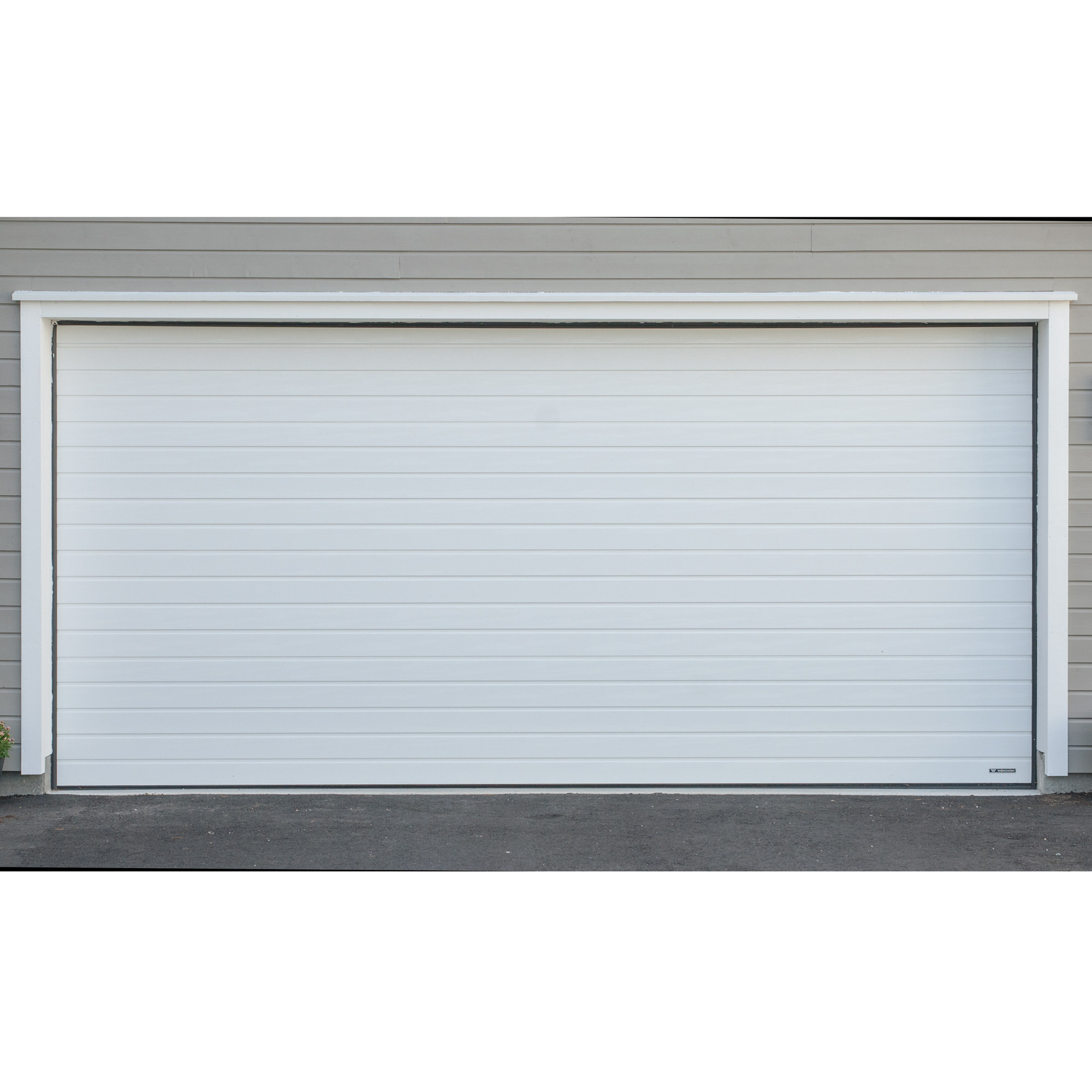 Garasjeport Grimstadporten Ribbed Flush Hvit