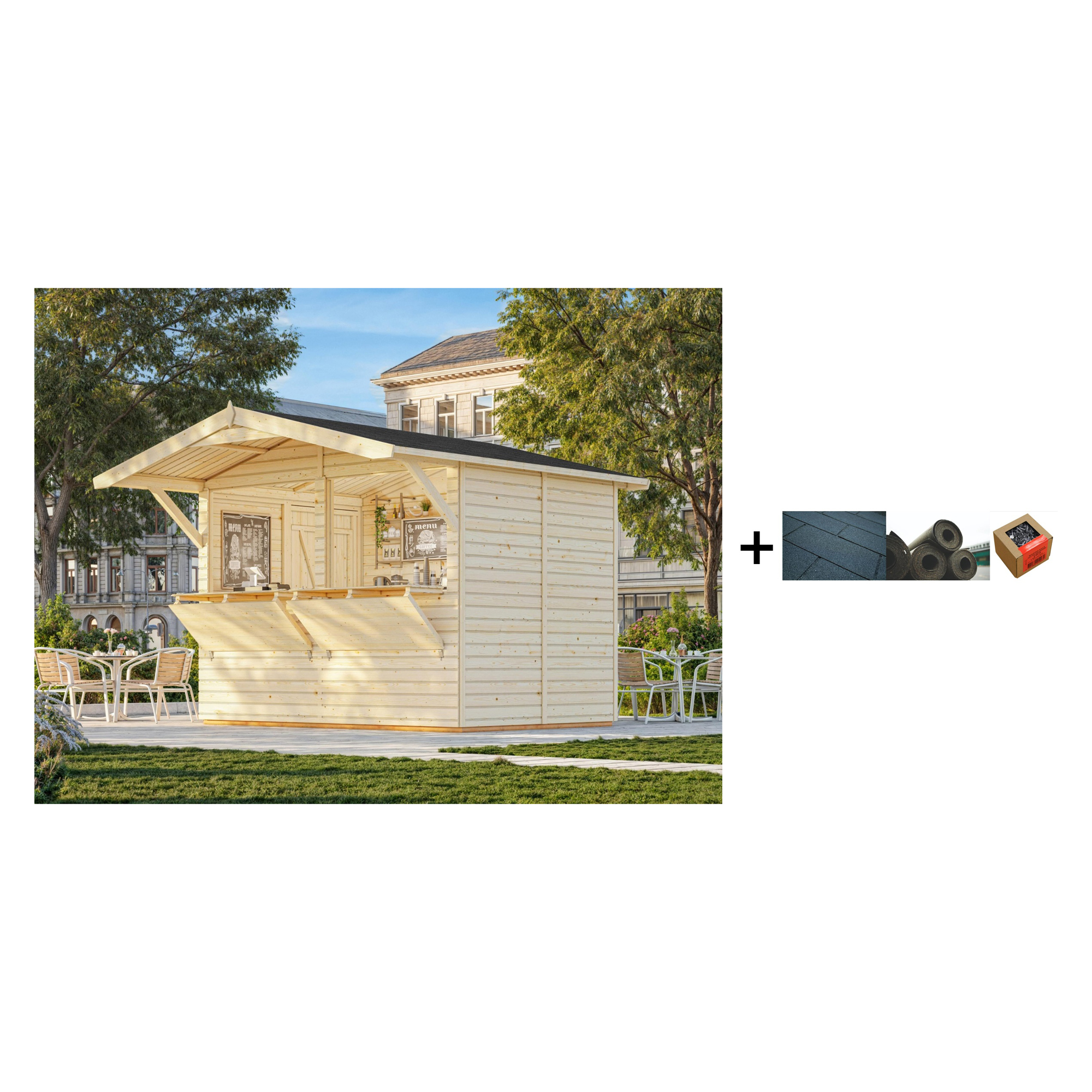 Kiosk Palmako Stella 5,2 m2 med Shingel, Papp og Spiker