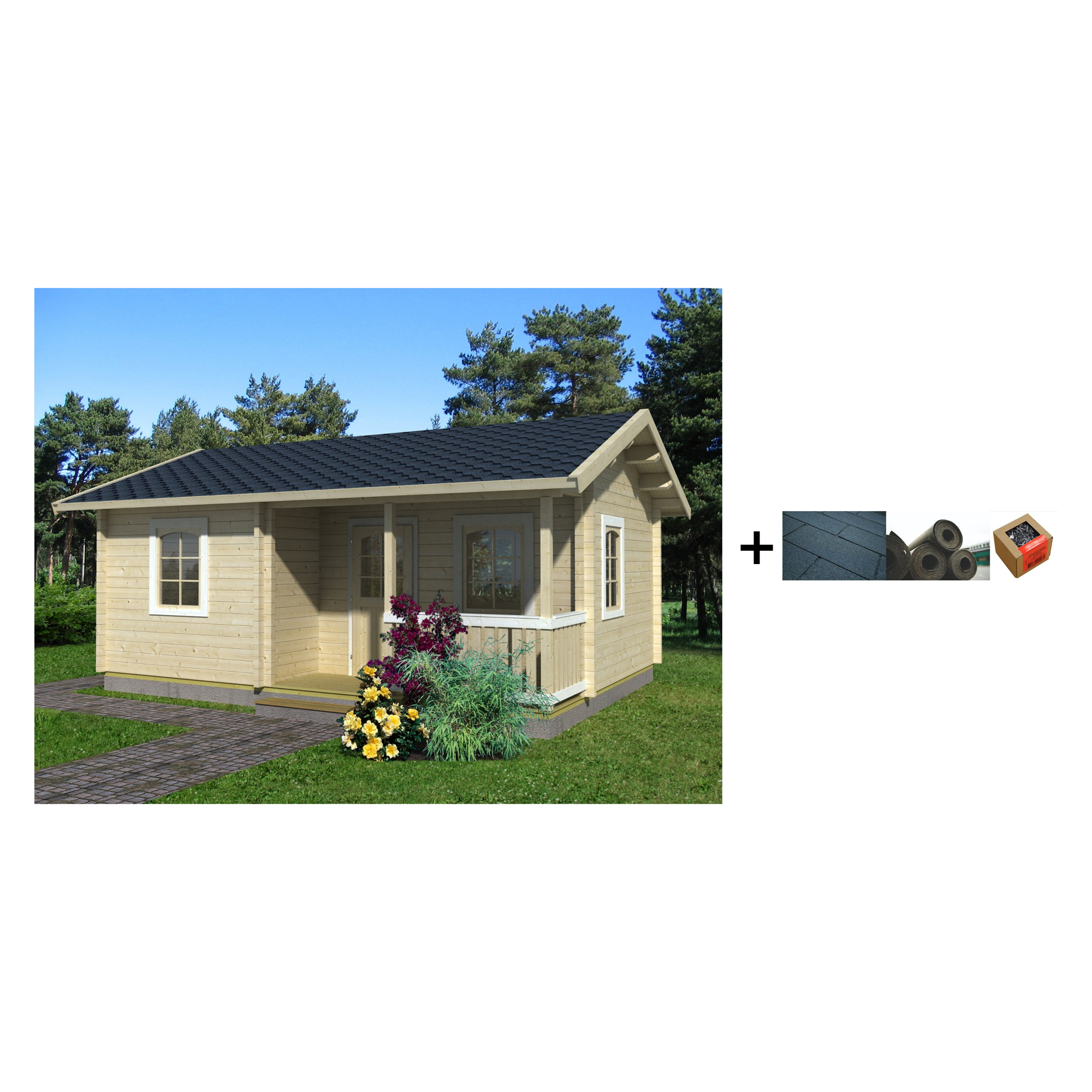 Anneks Palmako Sandra 21,5+3,7 m2 med Shingel, Papp og Spiker