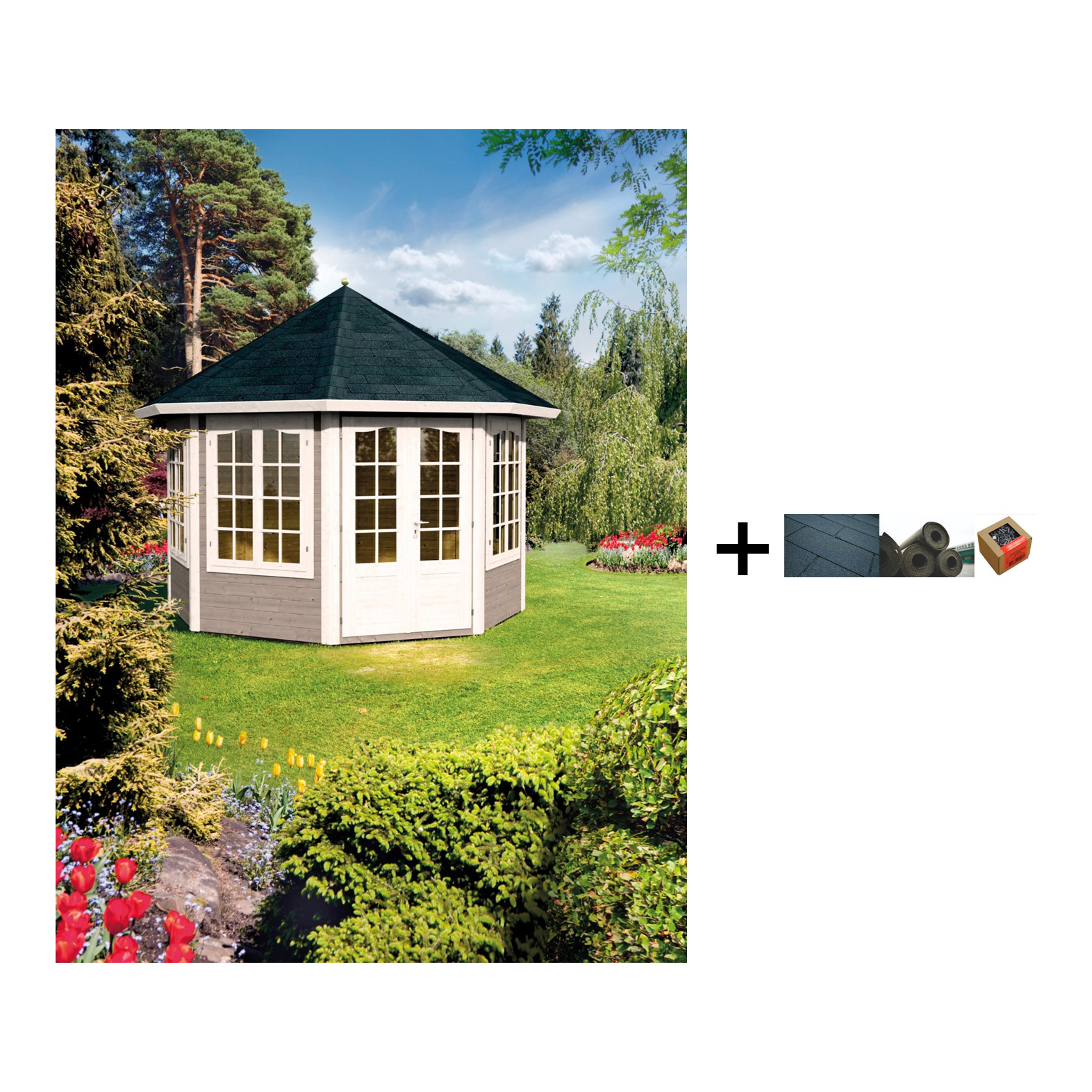 Lysthus Palmako Veronica 4 9,2 m2 med Shingel, Papp og Spiker