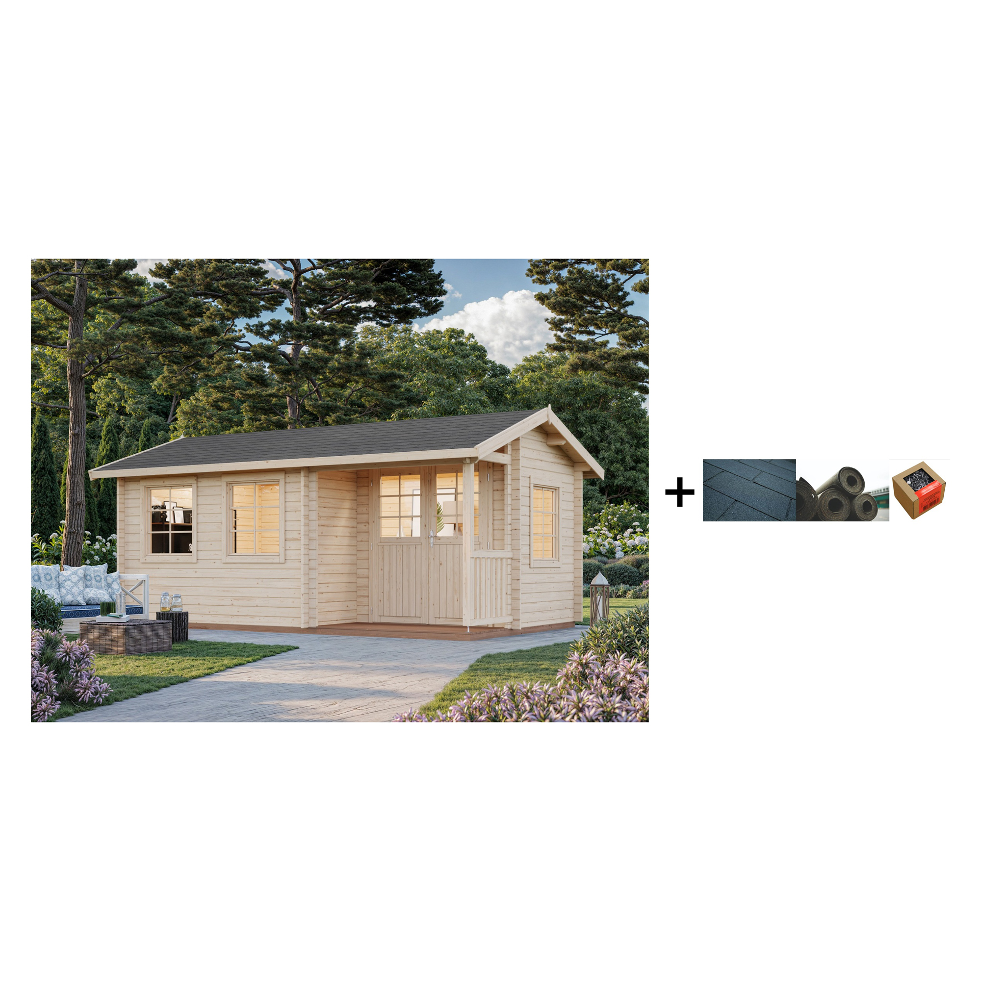 Anneks Palmako Susanna 12,4 m2 med Shingel, Papp og Spiker