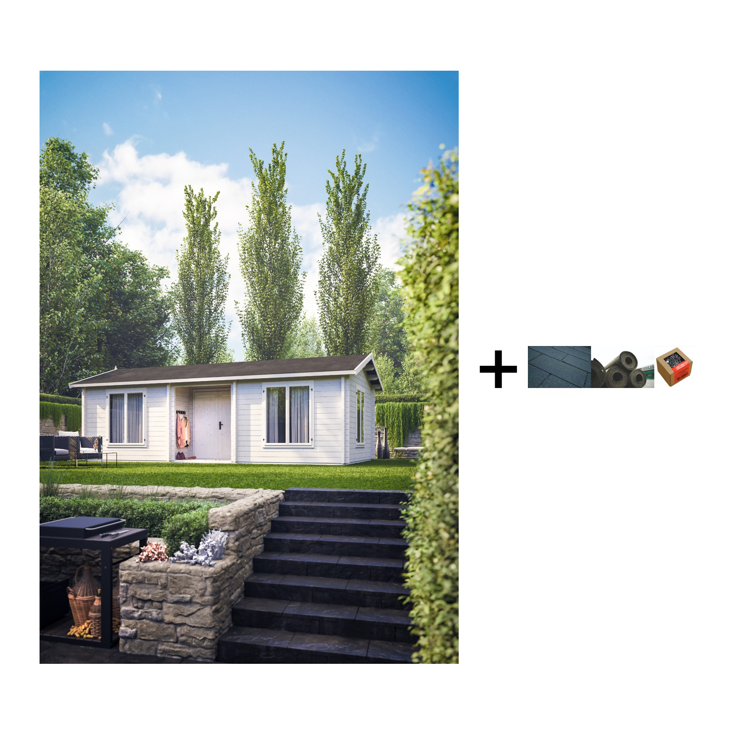 Hytte Palmako Anna 30,8 m2 med Shingel, Papp og Spiker