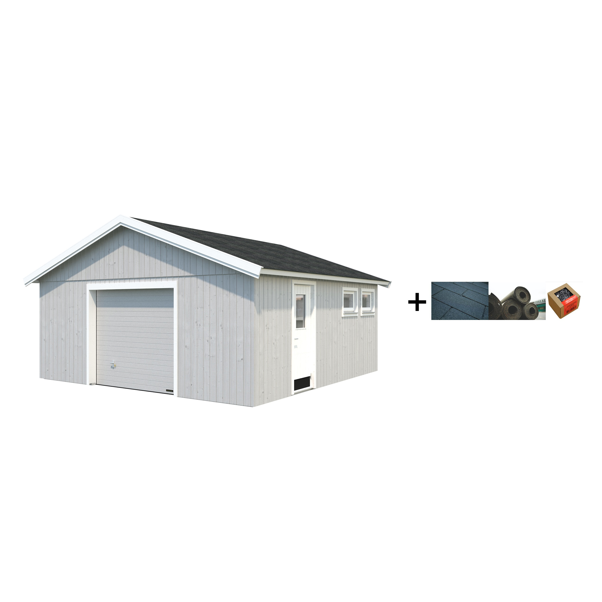 Garasje Palmako Andre 28,5 m2 m/Leddport med Shingel, Papp og Spiker