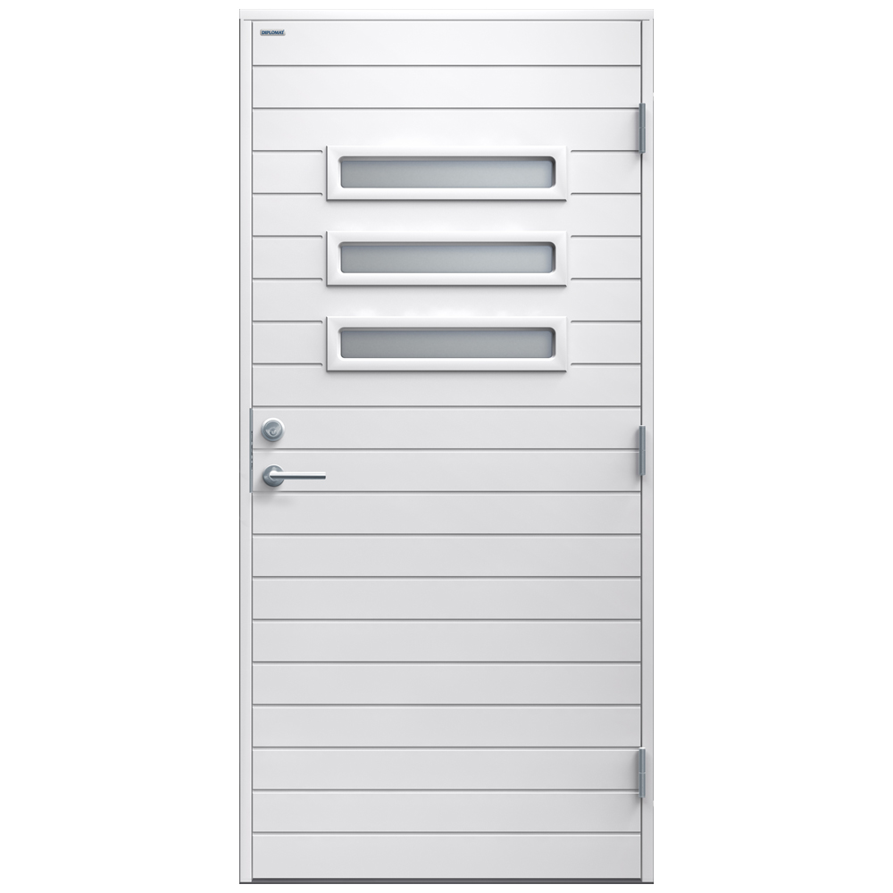 Ytterdörr Diplomat Ingela Klarglas BxH: 90x210 cm, Vit, Vänsterhängd