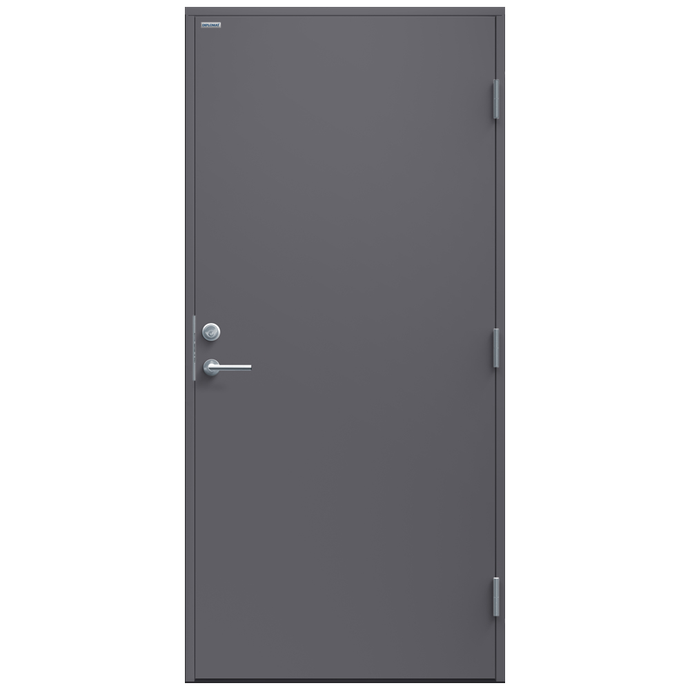 Ytterdörr Diplomat Rosa BxH: 90x210 cm, Grafitgrå, Vänsterhängd