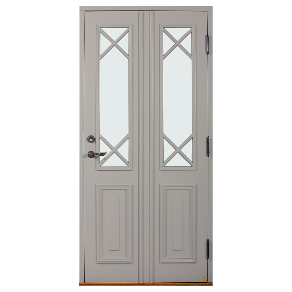 Ytterdörr Leksandsdörren Klockarberg Klarglas BxH: 100x200 cm, Ljusgrå, Vänsterhängd - Installation/montering finns att köpa till